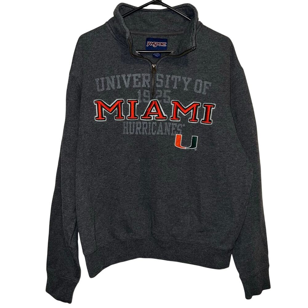University Miami Hurricanes Jansport Embroidered 1/4 Zip Pullover M